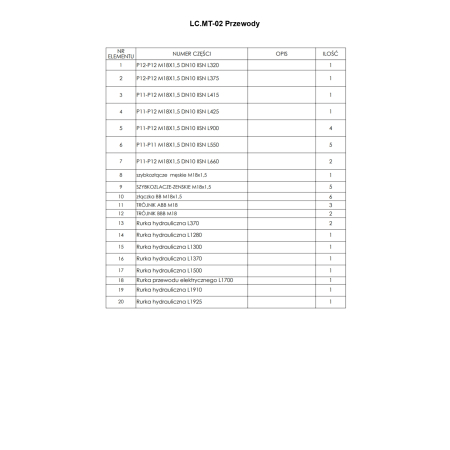 Części do Ładowacza czołowego Metal-Technik Tytan MT-02